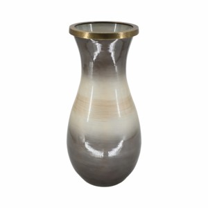 Vaso in vetro con bordo in metallo, finitura sfumata, decorazione moderna per soggiorno e ufficio. - Product Image 3