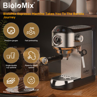 Machine à expresso semi-automatique 20 bars 1450W en acier inoxydable avec buse vapeur et mousseur à lait pour cappuccino et latte 1,1L