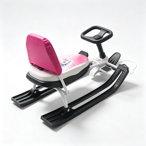 <span class=keywords><strong>Luge</strong></span> à neige directionnable pour enfants avec volant, siège rembourré et corde de traction – Idéale pour les activités hivernales en plein air et les descentes en ski - Product Image 6