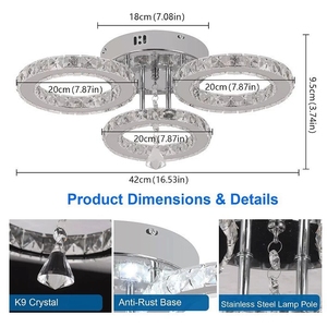 Sang Trọng Hiện Đại <span class=keywords><strong>LED</strong></span> Đèn Chùm Pha Lê Bắc Âu 3-Vòng Vòng Thiết Kế Sáng Tạo Trang Trí Ánh Sáng Trần Cho Trong Nhà Trang Trí Nội Thất - Product Image 2