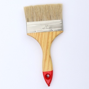 Pinceau plat industriel multi-usage à manche en bois de peuplier verni rouge, idéal pour la cuisson et le barbecue - Product Image 1