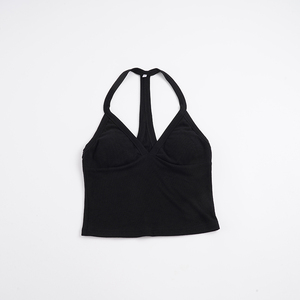 Top Deportivo Básico de Estilo Urbano Americano, Color Sólido, Cuello en V, Espalda Descubierta, Diseño Ajustado, con Relleno - Product Image 6