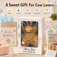 Peluche Vache des Highlands Douce et Moelleuse avec Boîte Cadeau, Jouet en Peluche à Poils Longs pour Décoration de Bureau, Vente en Gros