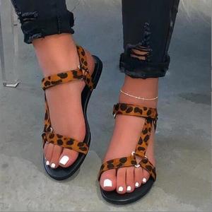 New Summer Wholesale Hot Sale Women Leopard Open Toe Ankle Straps Outdoor Fashion <b>Sandals</b> - Product Image 2