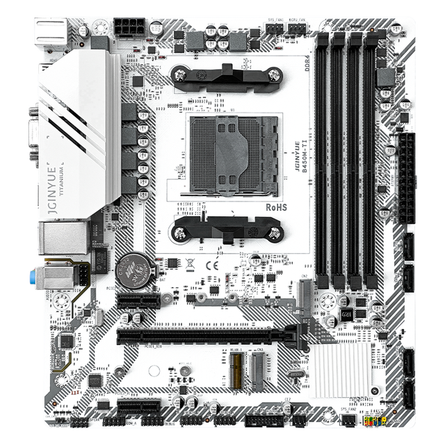 JGINYUE AM4 B450 Motherboard Supports for R3/R5/R7 1-5th Gen CPUs DDR4 Dual Channel RAM M-ATX B450M-TI Desktop New SATA
