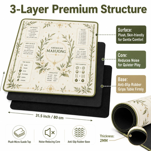 Aesthetic Cream Olive Botanical American Mahjong Mat Non-Slip Waterproof Table Cover with Rules Guide for Card Games - Product Image 4