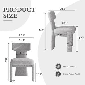 طقم كرسي طعام مستلق حديث من 4 منجد من قماش الشنيل مع أرجل من الخشب المطاطي أثاث منزلي محمول - Product Image 3