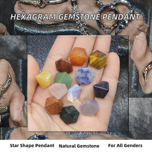 New Classic Quartz Gemstone Faceted Hexagram Certified Pendant Jewelry for Party & <b>Gift</b> Occasions Unisex 25mm - Product Image 2