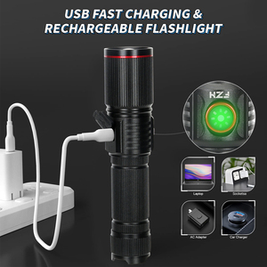 Großhandel Starkes Licht Ultra Bright <span class=keywords><strong>Zoom</strong></span> Langstrecken Ultra Long Life Typ C Aufladen Outdoor Not licht LED Taschenlampe - Product Image 6