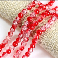 Perles de Verre Craquelé Violet, Perles Éclatantes de Cristal Bicolores Rose et Bleu, Tendance, 8 mm, pour la Fabrication de Bracelets Charmants