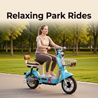 Vélo électrique portable et durable de 500 W, 14 pouces, avec panier avant en fil métallique et freins à double tambour, idéal pour les trajets urbains et les courses.