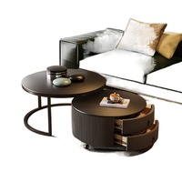 Table basse ronde en roche italienne très simple, pour salon, nouvelle, luxe léger, moderne, simple, noire, pliable