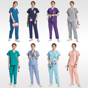 Hỗ trợ tùy biến <span class=keywords><strong>poplin</strong></span> vải bền phụ nữ người đàn ông bệnh viện bảo hộ lao động Polyester cotton y tế điều dưỡng tẩy tế bào chết đồng phục bộ - Product Image 2