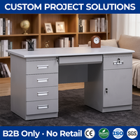 Escritorio de Oficina de Metal con Doble Pedestal, Mesa de Computadora de Acero con 5 Cajones y 1 Puerta de Almacenamiento para Soluciones de Proyectos Grandes