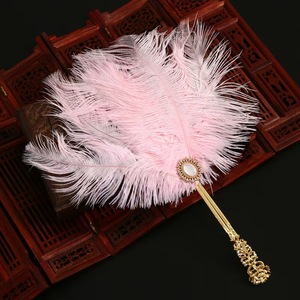 Teint personnalisé grands oiseaux africains Burlesque fête à main artisanat bleu blanc plumes d'autruche de mariée ventilateur pour la <span class=keywords><strong>danse</strong></span> de mariage - Product Image 6