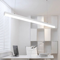 Barre lumineuse linéaire LED pour bureau, éclairage trois côtés, suspension en aluminium, 6000K, lumière d'ingénierie créative personnalisée