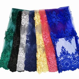 سعر الجملة قوانغتشو الفرنسية المطرزة نسيج الدانتيل الأزرق الملكي بالحجارة - Product Image 6