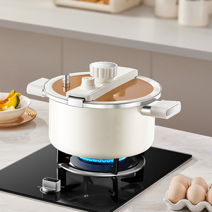 Olla a Presión Little Bear CP-JG061, Color Blanco Hueso, Olla de Hierro Reforzada con Doble Asa, para Cocinas de Gas e Inducción, a Prueba de Explosiones - Product Image 1