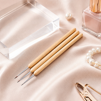 Lot de 3 pinceaux fins pour nail art, manche en bois, stylo de précision pour la peinture des ongles, outil de manucure pour salon de beauté, vente en gros