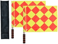 Drapeaux d'arbitre de football professionnels LXY-109 en gros, drapeaux de juge de touche avec mât en métal, poignée en mousse et sac de transport, lot de 2