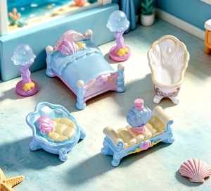 Miniatures de supermarché, maison de jeu pour enfants, coquillages marins, tables et chaises de bureau, lit, baignoire, lampe, mini-meubles de maison de poupée, jouet - Product Image 1