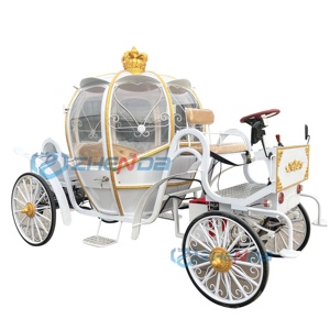 Horse Carriage Pink Color 4 Wheels Luxury Wedding Carriage <b>White</b> Pumpkin Carriage - Product Image 2