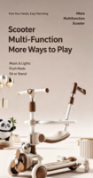 Trottinette pliable 3-en-1 légère pour enfants avec musique/lumières LED, siège et barrière réglables en hauteur pour les enfants de 2 à 14 ans, pour jouer en extérieur