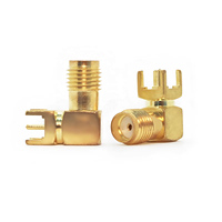 Conector SMA-KWE de Ángulo Recto para Montaje en PCB, Conector Hembra SMA de 90 Grados, Adaptadores RF, Conector de Antena de 50 Ohmios, Latón Chapado en Oro
