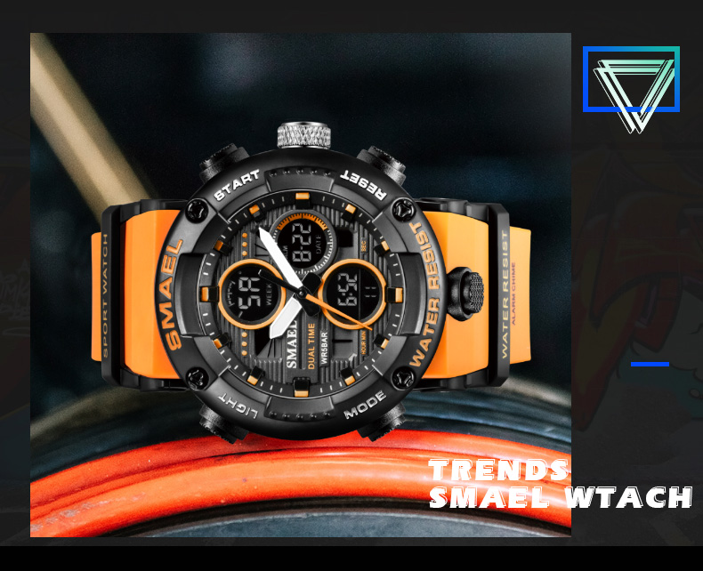 SMAEL 8038 reloj men sports quartz watch analog digital waterproof wrist watches