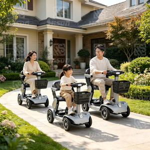 Scooter/<span class=keywords><strong>Ciclomotor</strong></span> Eléctrico Plegable <span class=keywords><strong>de</strong></span> Cuatro <span class=keywords><strong>Ruedas</strong></span> con Motor <span class=keywords><strong>de</strong></span> 500W para Todas las Edades, con Larga Duración, Funciones Inteligentes y Seguridad - Product Image 5