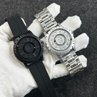 Montre à quartz pour homme en acier inoxydable avec cadran rotatif à billes de fer, boucle magnétique et bracelet en silicone, modèle Skull Twelve Galaxy