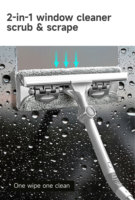 Brosse de nettoyage de vitres portable 2-en-1 en acier inoxydable et plastique à long manche, essuie-glace pour vitres – Vente en gros