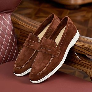 Mocasines Cuadrados con Cordones de Cuero Genuino y Gamuza Estilo Británico Casual para Hombre, Zapatos de Vestir para Fiesta, Oxfords Transpirables y Ligeros con Acabado Mate - Product Image 1
