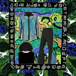 Costume d'Halloween hippie <span class=keywords><strong>des</strong></span> années 1960-1970 pour adultes, tenue de <span class=keywords><strong>chanteur</strong></span> disco pour homme, tenue brillante, pantalon pattes d'éléphant, costumes de jeu - Product Image 3