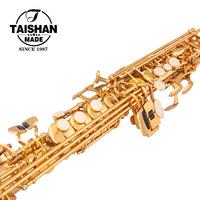 Taishan Brand Wholesale Chinese Bb Soprano Saxophone with Brass Head Gold Lacquer Finish Performance Ready Includes Case