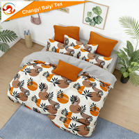 Draps plats en polyester/coton pour hôtel, 300 fils, jetables, motif végétal, ensembles de literie pour lit double, vente en gros