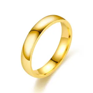 现代4毫米光滑钛钢戒指优雅情侣戒指保持潮流