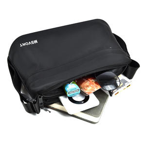 Msvort Sac à bandoulière horizontal pour homme, grande capacité, léger, en tissu Oxford, pour un usage quotidien, noir uni - Product Image 4