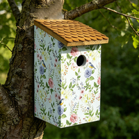Blumenbedrucktes Holz-Vogelhaus mit Abnehmbarem Reinigbarem Dach, Wetterfestes Hängendes Garten-Vogelnest