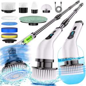 طقم فرش تنظيف كهربائية للمطبخ والحمام 6 9 فرشاة استبدال رأس فرشاة غسيل كهربائي لاسلكي بمقبض تمديد - Product Image 2
