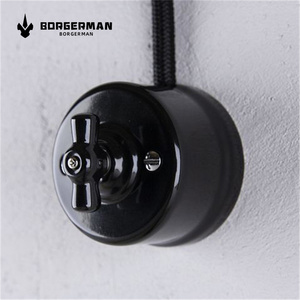 Qua cách chuyển đổi ánh sáng Tường ổ cắm bề mặt gắn kết sứ retro màu đen nút Home 16A Đánh giá hiện tại - Product Image 3