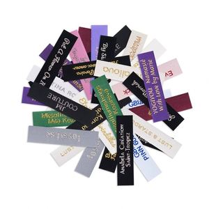 High Density Woven <b>Label</b> Patch with logo Fabric Tag Custom Brand Woven <b>Labels</b> Satin for Silk Clothing - Product Image 6