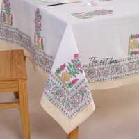 Tissu en coton imprimé bloc à la main indien beau Textile pour les couvertures de table à manger et les accents de maison couverture de nappe Design floral