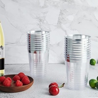 Gobelets en plastique jetables personnalisés avec logo, 300 ml (10 oz), à bord doré, pour café glacé, desserts et eau, fond rond transparent
