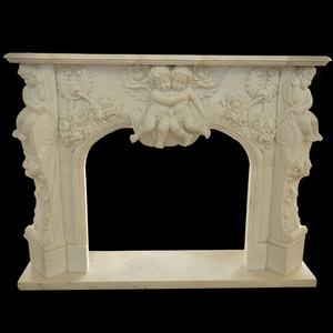 ภายในที่กําหนดเองหรูหราหินอ่อนสีขาวธรรมชาติเด็กแกะสลักมืออ่านหนังสือรูปปั้นเตาผิงMantel - Product Image 4