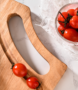 Planche à découper en bois d'acacia, planche à découper en bois pour la cuisine, plateau de service pour pizza, plateau à sushi avec rainure pour les jus, poignée pour la cuisine - Product Image 6