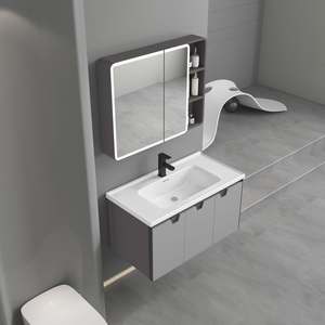 Meuble de salle de bain en aluminium bon marché avec lavabo <span class=keywords><strong>armoire</strong></span> à <span class=keywords><strong>pharmacie</strong></span> avec lavabo ensemble de meubles de salle de bain vanité flottante au design moderne - Product Image 1
