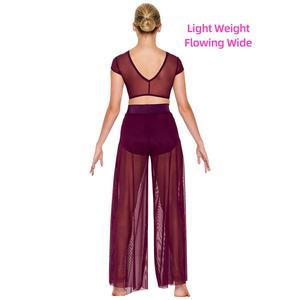 महिला वयस्कों के लिए गीतात्मक नृत्य वेशभूषा फिट फिटिंग वाली फसल शीर्ष स्लिट और डांस वियर - Product Image 2