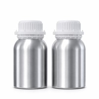 Bouteille cosmétique en aluminium brillant de 350 ml avec bouchon blanc inviolable à large ouverture, facile à remplir