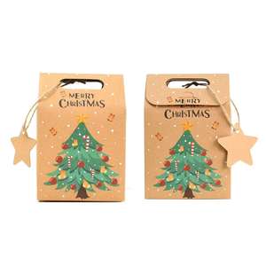 Festival de Navidad Santa Elf Muñeco de nieve Oso Reno Kraft Diseños con etiquetas de estrellas Goodie Regalo Cajas de dulces - Product Image 6